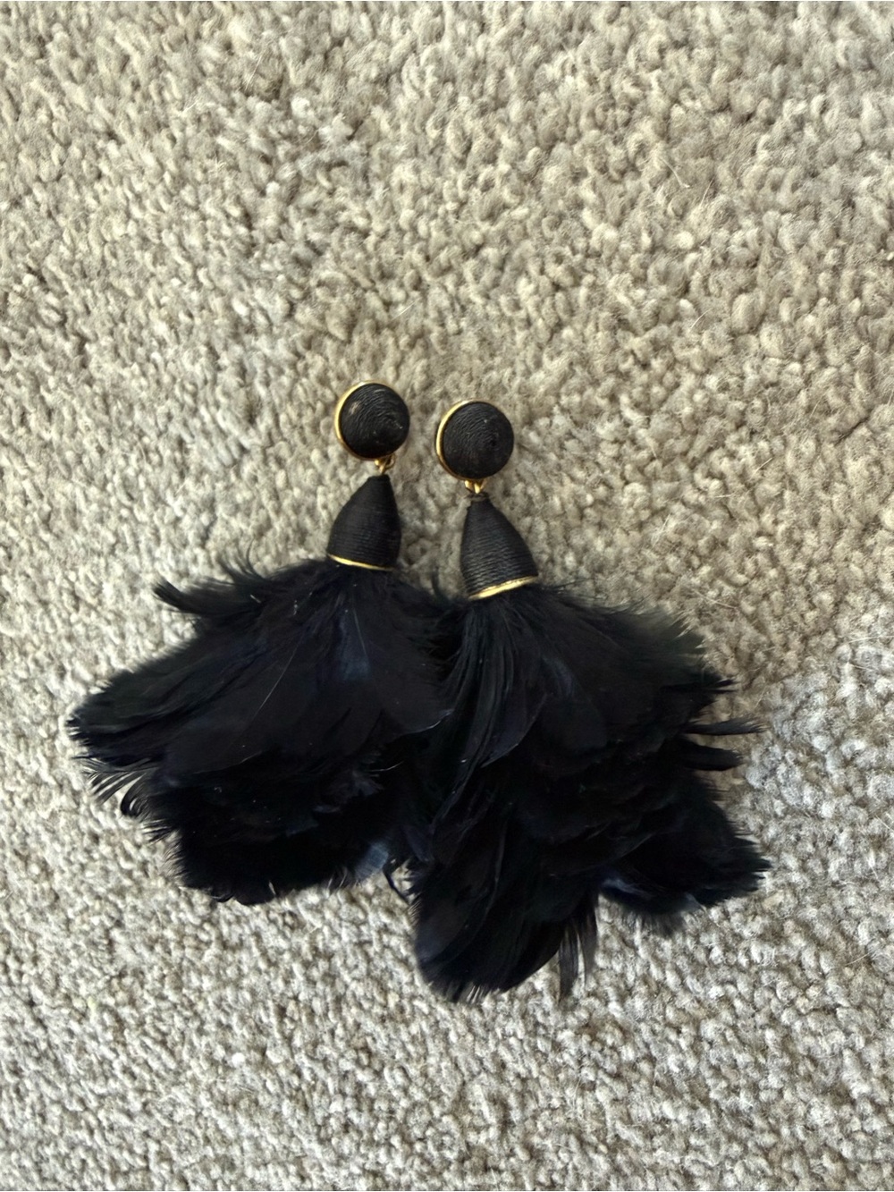 BaubleBar Black Feather Drop Earrings with Gold Accents
